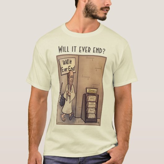 Zal het ooit Mannen T-Shirt Zand beëindigen (Voorkant)