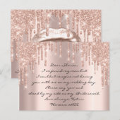 Zal het Roos van Bridesmaid Glitter in lichte opha Briefkaart (Voorkant / Achterkant)