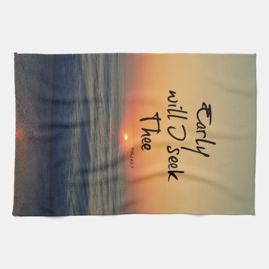 Zal ik de Bijbelverse met de oceaan zoeken? Theedoek (Horizontaal)