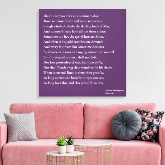 Zal ik dit vergelijken met een zomerdag? sonnet 18 canvas afdruk (Insitu (Woonkamer))
