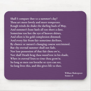 Zal ik dit vergelijken met een zomerdag? sonnet 18 muismat