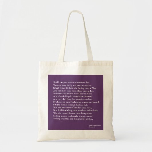 Zal ik dit vergelijken met een zomerdag? sonnet 18 tote bag (Voorkant)