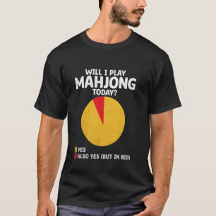 Zal ik Mahjong-tegelspel Mahjong-speler vouwen T-shirt