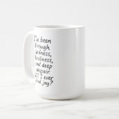 Zal ik ooit vreugde vinden? – Minimalistisch emoti Koffiemok (Voorkant links)