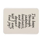 Zal ik ooit vreugde vinden? – Minimalistisch emoti Magneet (Horizontaal)