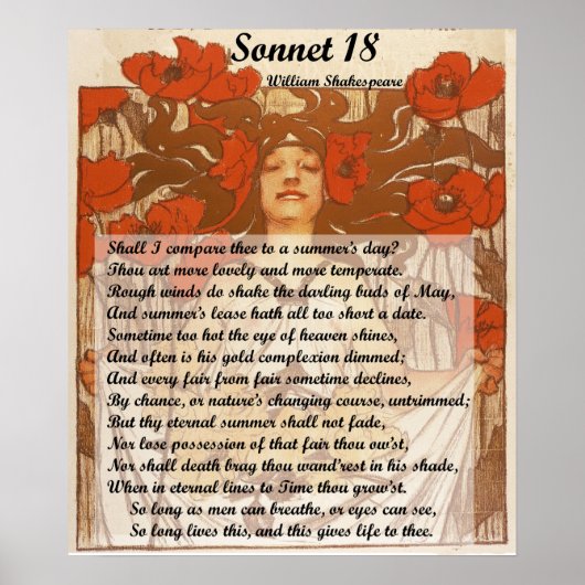 Zal ik ze vergelijken met een zomerdag Shakespeare Poster (Voorkant)