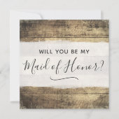 Zal je Maid of Honor Rustiek Hout Boerderij Bruilo Kaart (Voorkant)