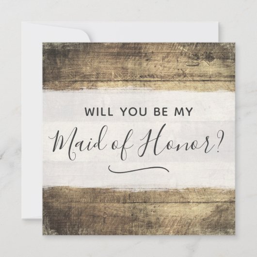 Zal je Maid of Honor Rustiek Hout Boerderij Bruilo Kaart (Voorkant)