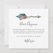 Zal je Maid of Honor Rustieke Boho veren Kaart (Achterkant)