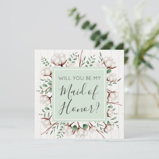 Zal je Maid of Honor Rustieke Zuidelijke Katoen Kaart (Staand voorkant)