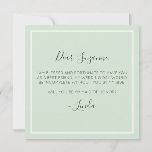 Zal je Maid of Honor Rustieke Zuidelijke Katoen Kaart (Achterkant)