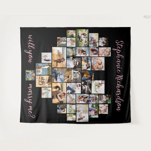 Zal je me laten trouwen met foto-collage achtergro wandkleed (Voorkant (horizontaal))