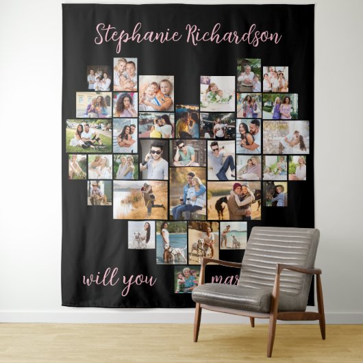 Zal je me laten trouwen met foto-collage achtergro wandkleed (In situ)
