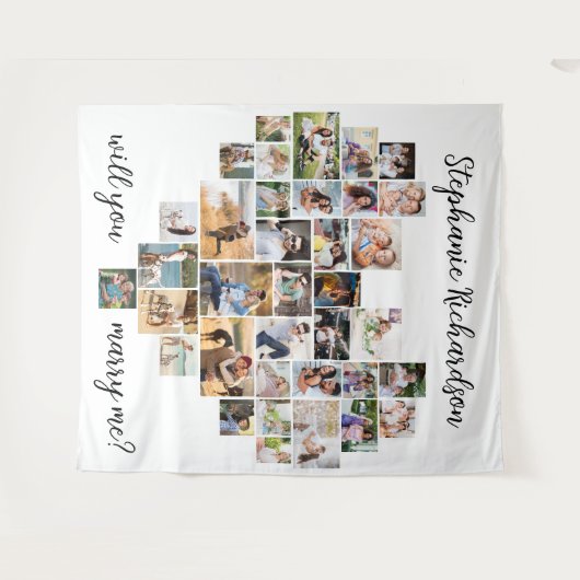 Zal je me laten trouwen met foto-collage achtergro wandkleed (Voorkant (horizontaal))