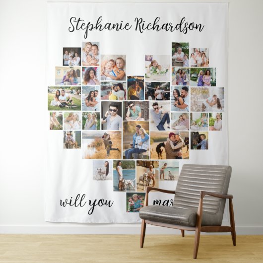 Zal je me laten trouwen met foto-collage achtergro wandkleed (In situ)