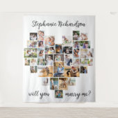 Zal je me laten trouwen met foto-collage achtergro wandkleed (Voorkant)