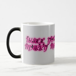 ZAL JE ME MARRY? Warmvloeistofpoppen de vraag. Magische Mok