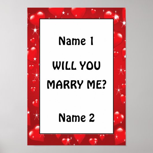 Zal je me Poster van de rode harten trouwen? (Voorkant)