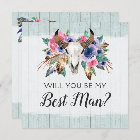 Zal je mijn beste man rustieke bloemenkop Kaart (Voorkant / Achterkant)