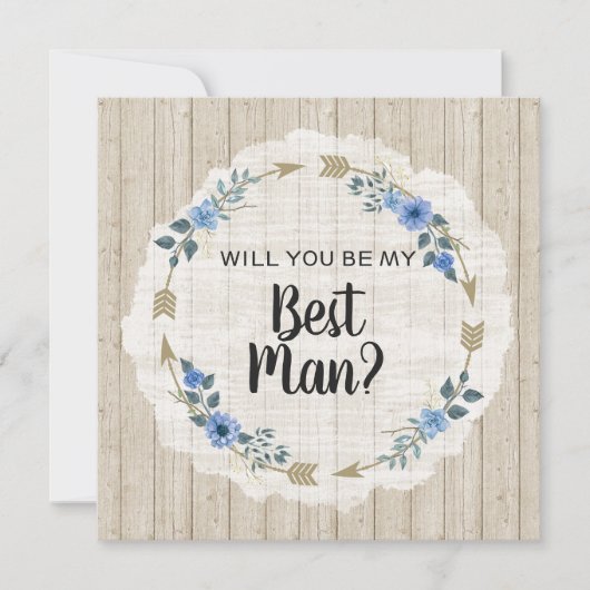 Zal je mijn beste man rustieke houten boho pijlen  kaart (Voorkant)