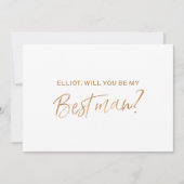 "Zal je mijn beste man zijn"|Gold Roos Hand letter Kaart (Voorkant)