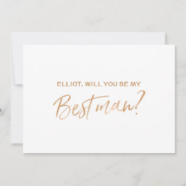 "Zal je mijn beste man zijn"|Gold Roos Hand letter Kaart