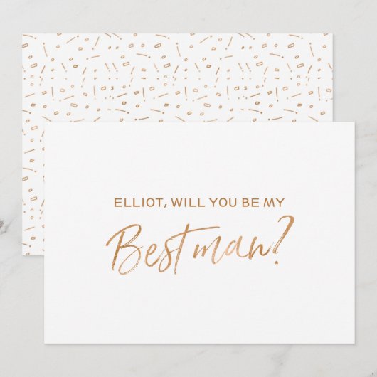 "Zal je mijn beste man zijn"|Gold Roos Hand letter Kaart (Voorkant / Achterkant)