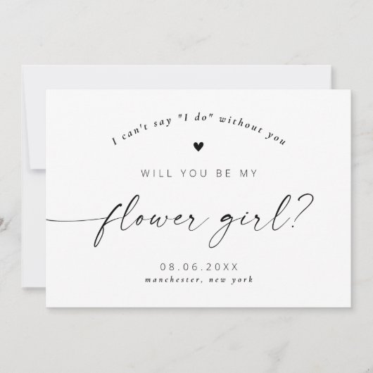 Zal je mijn Bloemenmeisje Modern Elegant Script wo Kaart (Voorkant)