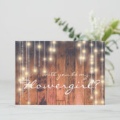 Zal je mijn Bloemenmeisje Rustic Wood zijn? Kaart (Staand voorkant)