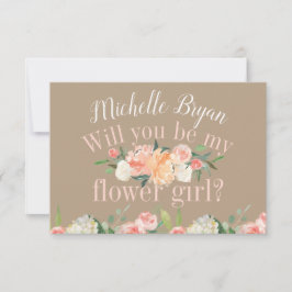 Zal je mijn Bloemenmeisje Spring Blush Floral Tan  Kaart