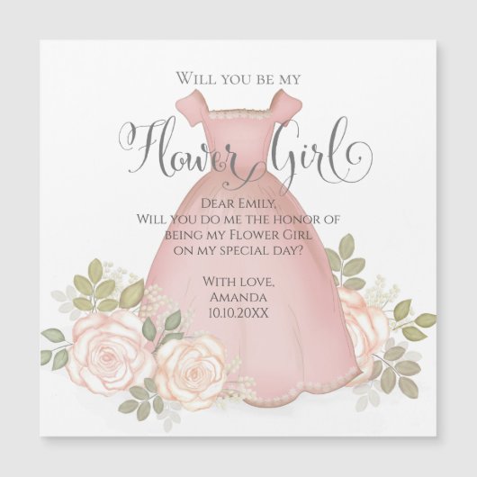 Zal je mijn Bloemenmeisje Waterverf Magnetic zijn? (Voorkant)