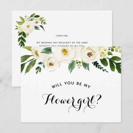 Zal Je Mijn Bloemenmeisje Zijn Aanzoek Aankondigingskaart (Voorkant / Achterkant)