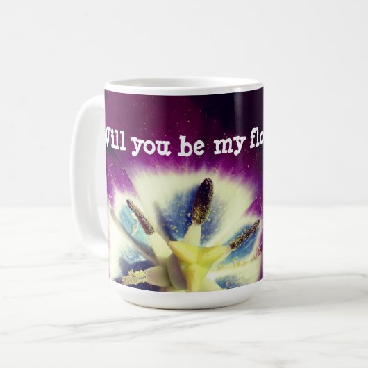 Zal je mijn bloemetjesmeisje zijn, Floral Mu? Koffiemok (Voorkant links)