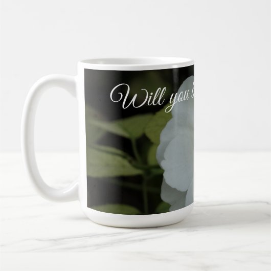 Zal je mijn bloemetjesmeisje zijn, White Flower Ph Koffiemok (Links)