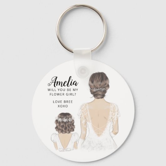 Zal je mijn bloemmeisje sleutelrol zijn? sleutelhanger (Voorkant)