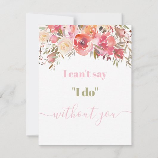 Zal je mijn Bloemmeisje worden? Kaart (Achterkant)