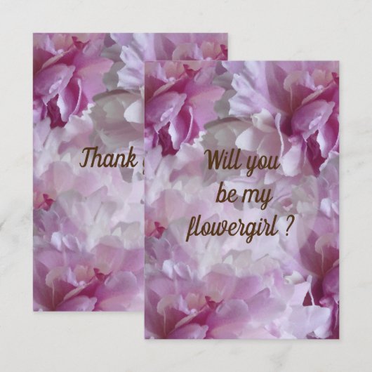 Zal je mijn blowermeisje zijn, roze Peonies Leaves Kaart (Voorkant / Achterkant)