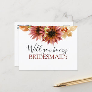 Zal je mijn Bridesmaid Autumn Sunflower zijn? Aankondigingskaart