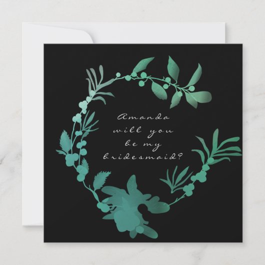 Zal je mijn Bridesmaid Blauwgroen groene adem zijn Kaart (Voorkant)