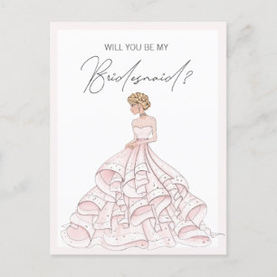 Zal je mijn Bridesmaid Blush Pink Glitter zijn? Uitnodiging Briefkaart
