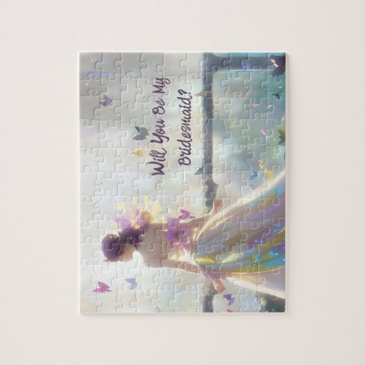 Zal je mijn Bridesmaid Bride en Butterflies zijn? Legpuzzel (Verticaal)