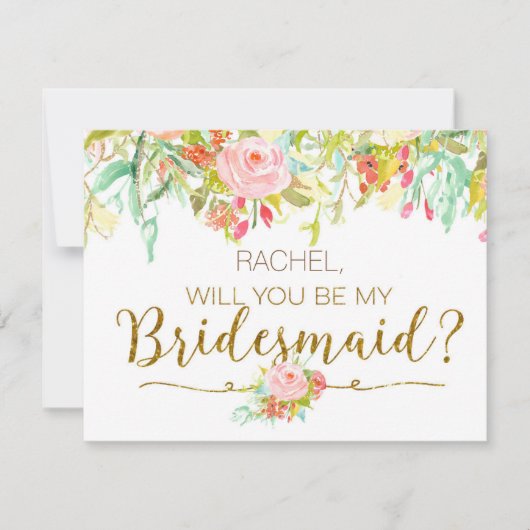 Zal je mijn Bridesmaid Card Roos Garden zijn? Kaart (Voorkant)