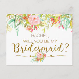 Zal je mijn Bridesmaid Card Roos Garden zijn? Kaart