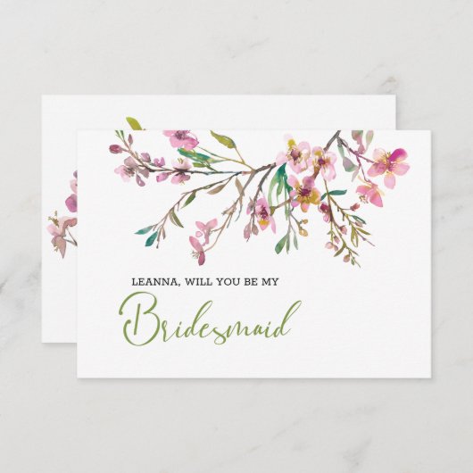 Zal je mijn Bridesmaid Cherry Blossom Floral zijn? (Voorkant / Achterkant)