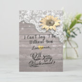 Zal je mijn Bridesmaid Chic Lace Sunflower Wood zi Kaart (Staand voorkant)