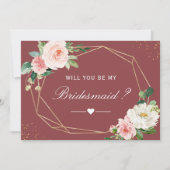 Zal je mijn Bridesmaid Cinnamon Roos Floral zijn? Kaart (Voorkant)