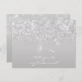 Zal je mijn Bridesmaid Dandelion Gray Silver zijn? Uitnodiging Briefkaart (Voorkant / Achterkant)