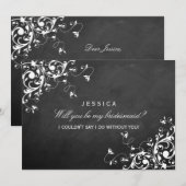 Zal je mijn Bridesmaid Elegant Chalkboard Swirl zi Kaart (Voorkant / Achterkant)