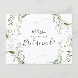 Zal je mijn Bridesmaid Elegant Greenery zijn? Uitnodiging Briefkaart