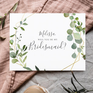 Zal je mijn Bridesmaid Elegant Greenery zijn? Uitnodiging Briefkaart